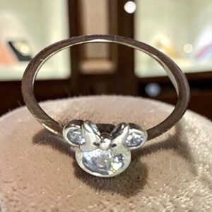 Silver 925 Mouse Ears Ring Size 6